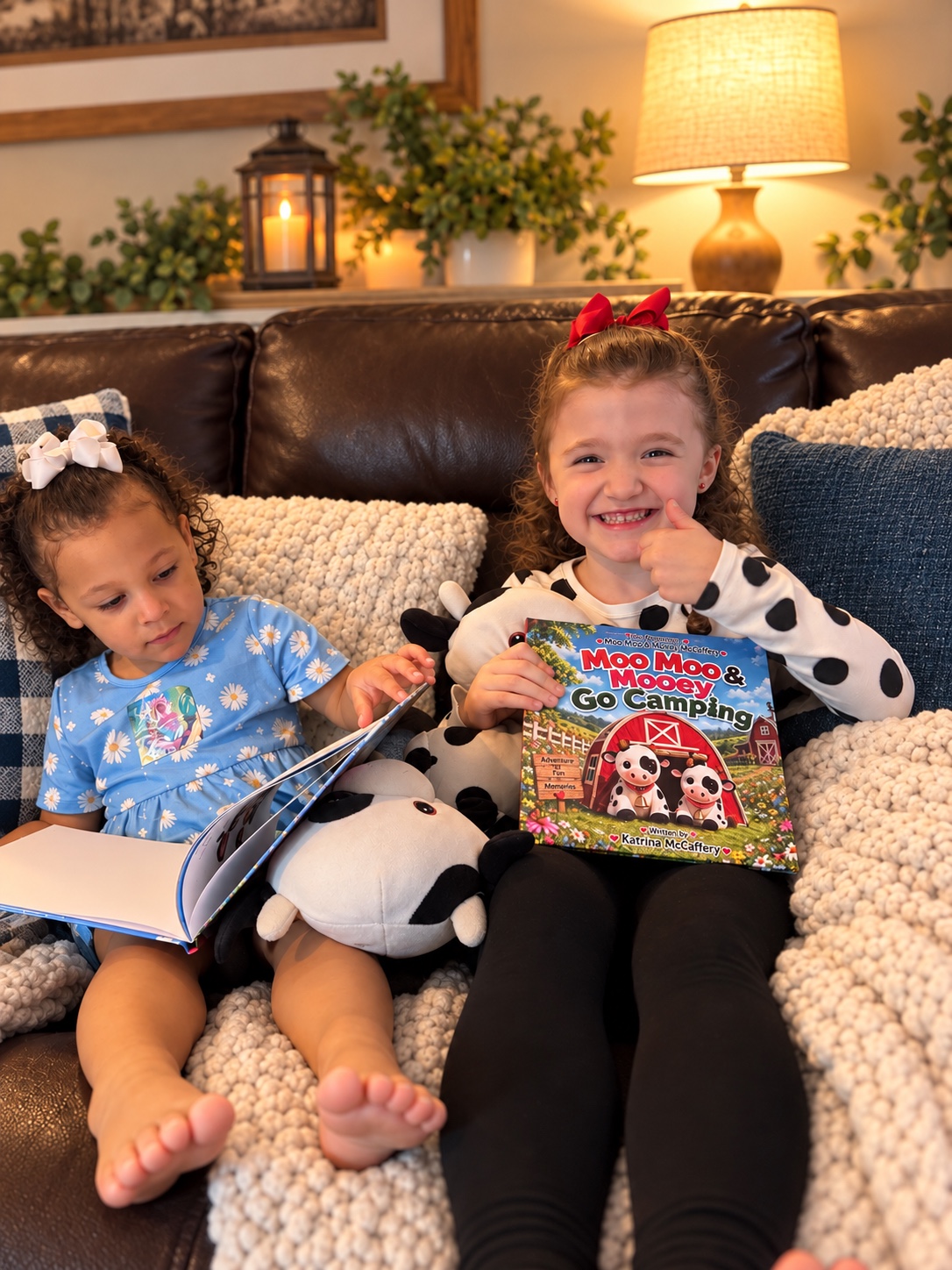 Isabella and Elena enjoying Moo Moo & Mooey Go Camping together