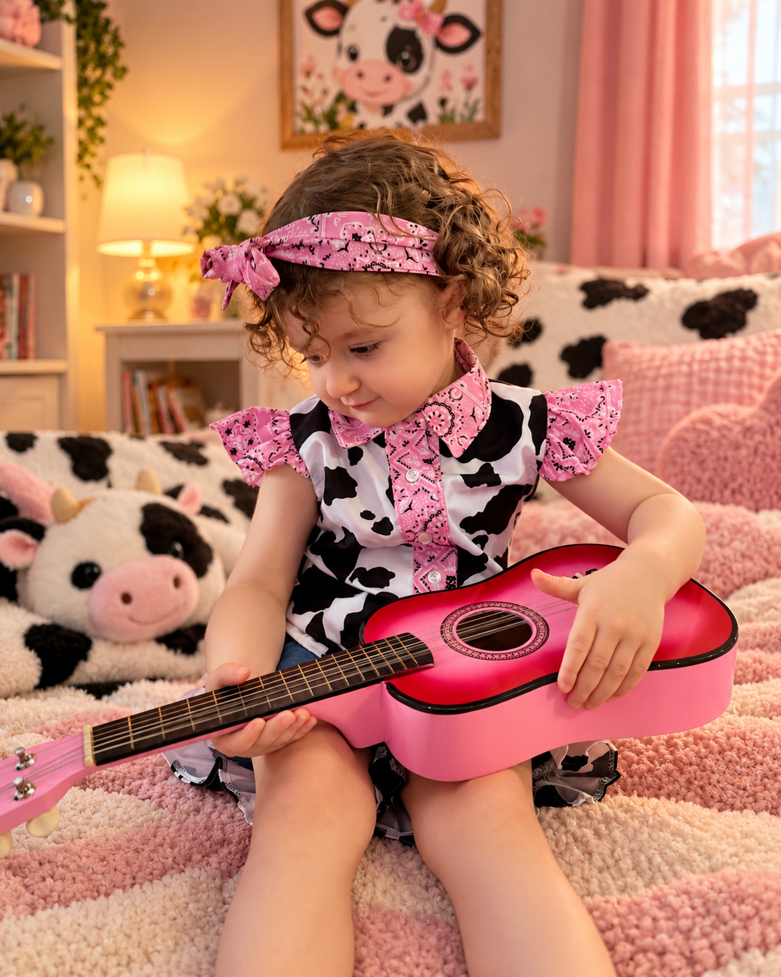 Isabella with her pink guitar